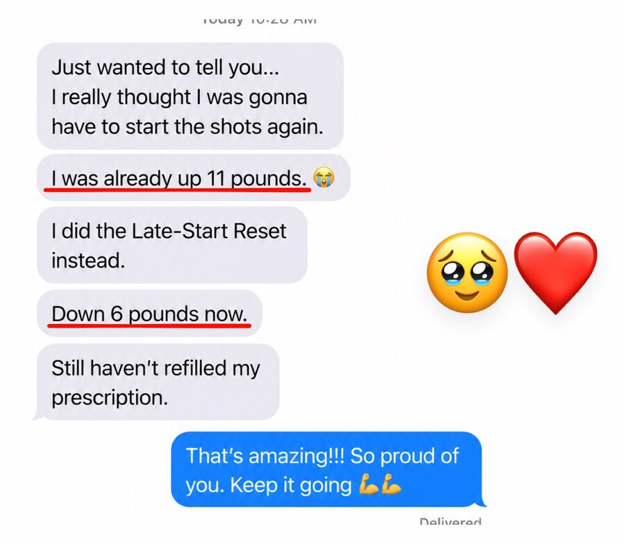Customer message about beginning after weight had returned.
